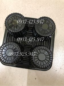 Khay 4 ô đựng ly trà sữa - Đế lót ly đế đen 4 ngăn chống lật đổ ly - khay 4 ngăn đen đựng ly