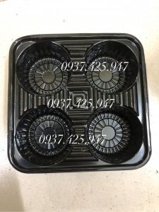 Khay 4 ô đựng ly trà sữa - Đế lót ly đế đen 4 ngăn chống lật đổ ly - khay 4 ngăn đen đựng ly