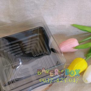 Hộp Xy 12-12 đựng bánh trung thu đế đen - Hộp nhựa vuông đựng bánh trung thu - Hộp nhựa vuông đựng xôi thôi nôi