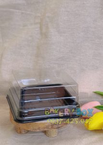 Hộp Xy 12-12 đựng bánh trung thu đế đen - Hộp nhựa vuông đựng bánh trung thu - Hộp nhựa vuông đựng xôi thôi nôi