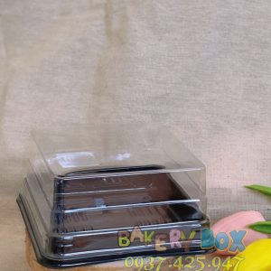 Hộp Xy 12-12 đựng bánh trung thu đế đen - Hộp nhựa vuông đựng bánh trung thu - Hộp nhựa vuông đựng xôi thôi nôi