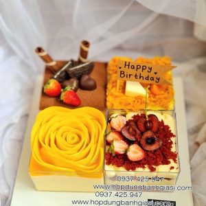 Hộp mica vuông đựng bánh lạnh - Hộp vuông đựng tiramisu - Hộp bánh mousse vuông - Hộp mica vuông