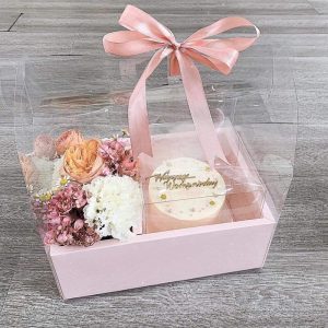 Hộp mica đế hồng đựng bánh kem 10cm - Hộp đế hồng đựng bánh làm quà tặng - Hộp đựng bánh làm quà tặng