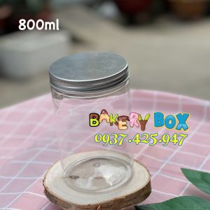 Hủ nhựa nắp nhôm 800mlđựng khô gà - Hủ nhựa nắp nhôm đựng bánh kẹo - Hủ nhựa nắp nhôm