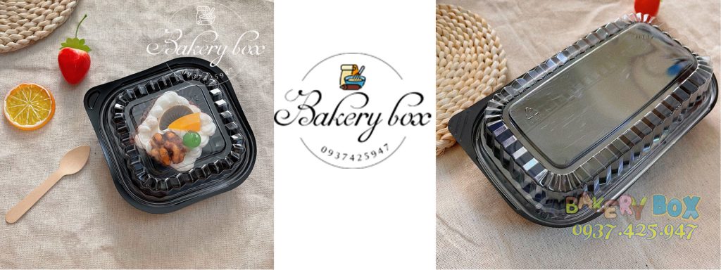 Hộp nhựa đế đen đựng bánh- Hộp HT17