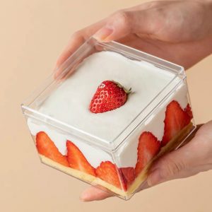 Hộp Mousse Vuông Đựng Bánh Lạnh Panna Cotta - Cookie - Tiramisu