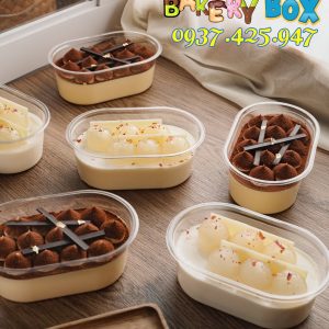 Hộp nhựa oval XY150G đựng bánh lạnh siêu đẹp