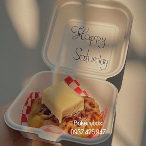 Hộp Bã Mía Vuông Trắng Đựng Bento Cake - Bánh Kem Mini 12cm