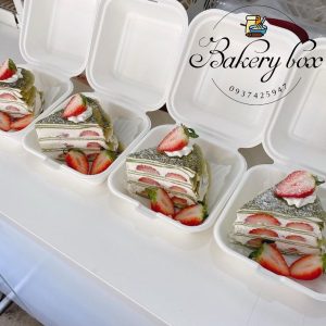 Hộp Bã Mía Vuông Trắng Đựng Bento Cake - Bánh Kem Mini 12cm