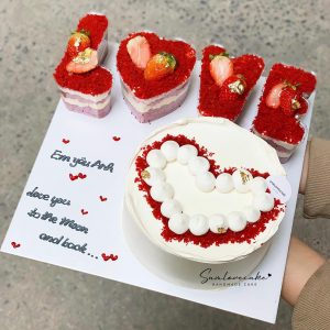 Set Bộ Hộp Chữ LOVE Đựng Bánh Lạnh - Tiramisu - Mousse - Panna Cotta - Tặng Quà Valentine