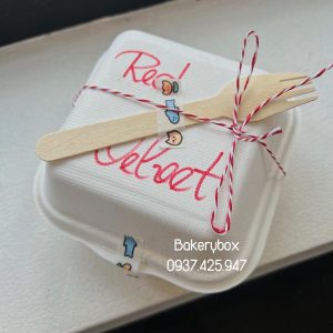 Hộp Bã Mía Vuông Trắng Đựng Bento Cake - Bánh Kem Mini 12cm
