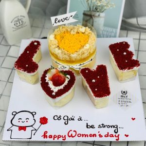 Set Bộ Hộp Chữ LOVE Đựng Bánh Lạnh - Tiramisu - Mousse - Panna Cotta - Tặng Quà Valentine