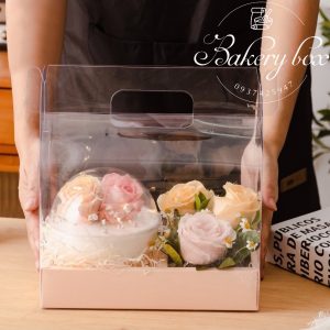Hộp Quà Tặng Mica Hồng Đựng Bánh Kem Các Dịp Lễ - Tết