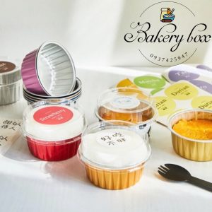 Set 100 | Hộp Cupcake Thiếc Nắp Trong Chịu Nhiệt