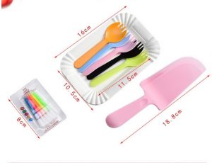 Bộ Phụ Kiện Sinh Nhật - Combo Dĩa Giấy - Nến - Nĩa - Dao Cắt Bánh