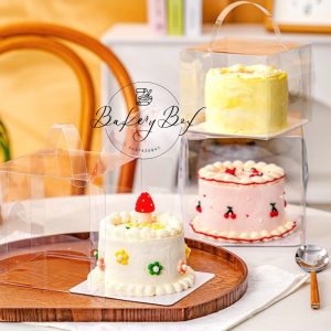 HỘP MICA ĐỰNG BÁNH KEM KÈM QUAI XÁCH