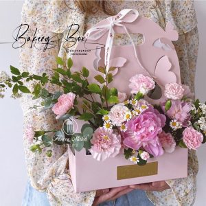 HỘP BƯỚM 2 NGĂN CẮM HOA, BÁNH KEM