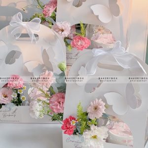 TÚI BƯỚM MÀU TRẮNG CẮM HOA TƯƠI,