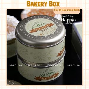 HỘP THIẾC TRÒN LỚN 700ML ĐỰNG BÁNH Ô LONG NHÀI NHÃN