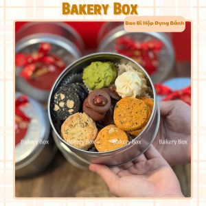 HỘP THIẾC TRÒN LỚN ĐỰNG BÁNH QUY, BÁNH COOKIE