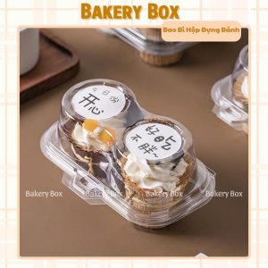 HỘP NHỰA SX02 2 Ô ĐỰNG BÁNH CUPCAKE