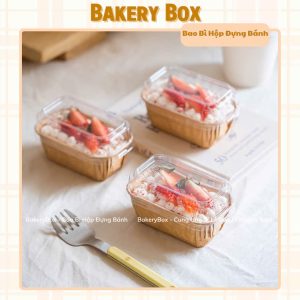 CUPCAKE MUFFIN CHỮ NHẬT KÈM NẮP ĐỰNG BÁNH MOUSSE