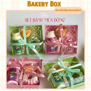 HỘP GIẤY VUÔNG E1413 CARO NHIỀU MÀU ĐỰNG SET BÁNH SINH NHẬT CHO CÁC BÉ