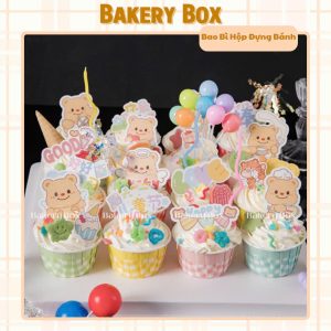 KHUÔN CUPCAKE CARO NHIỀU MÀU NƯỚNG BÁNH CHỊU NHIỆT